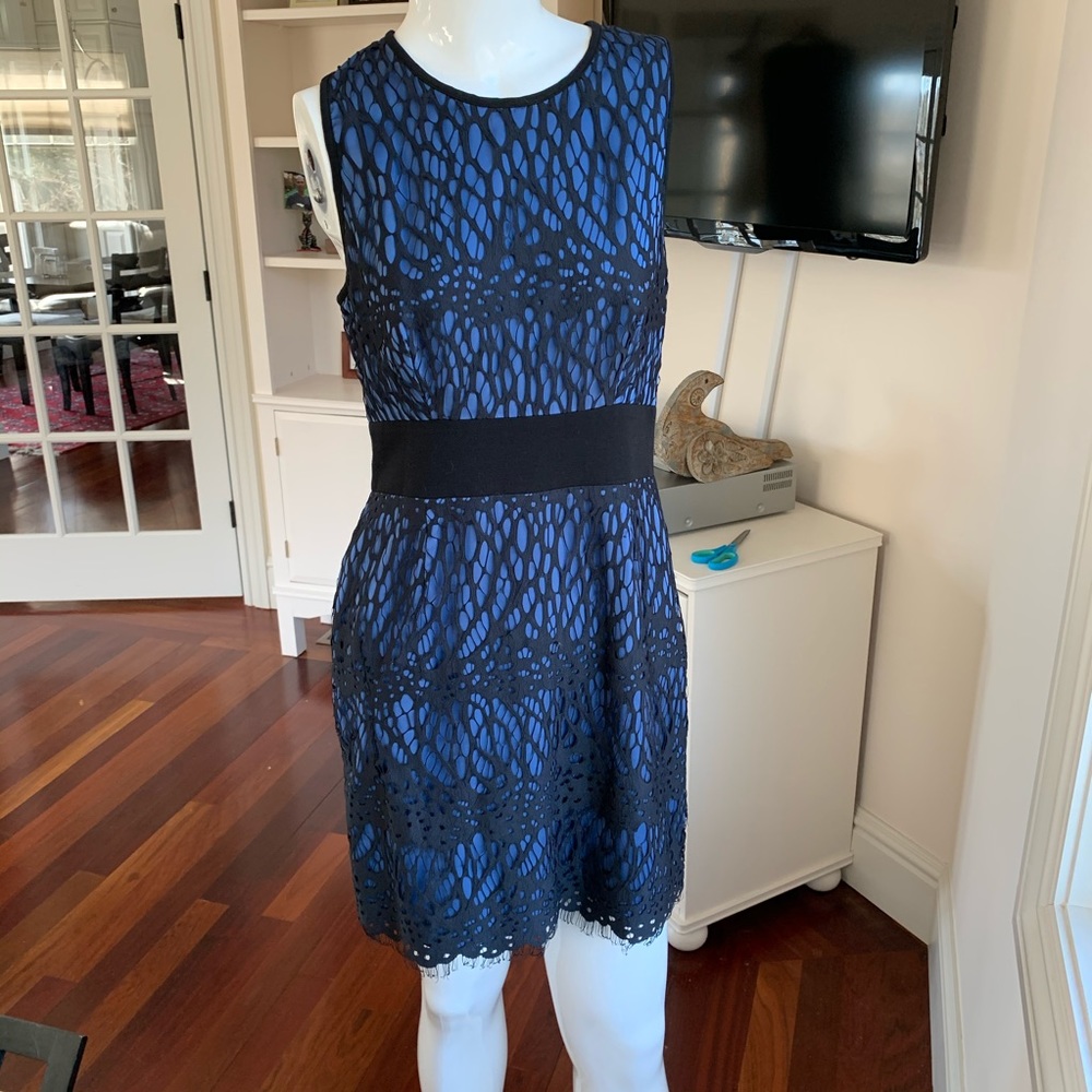 ROBERT RODRIGUEZ Black Blue Lace Dress